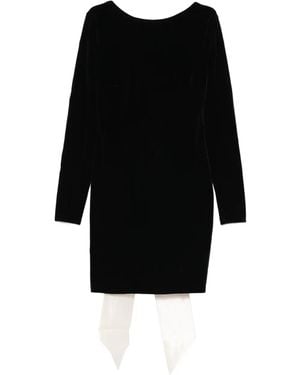 Never Fully Dressed Bow-Detail Long-Sleeve Mini Dress - Black