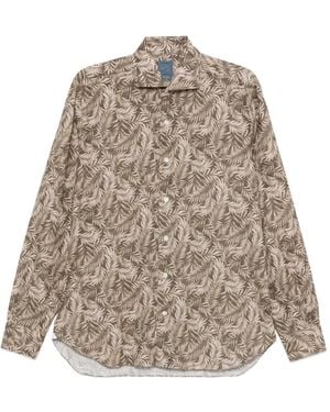 Barba Napoli Leaf-Print Shirt - Natural