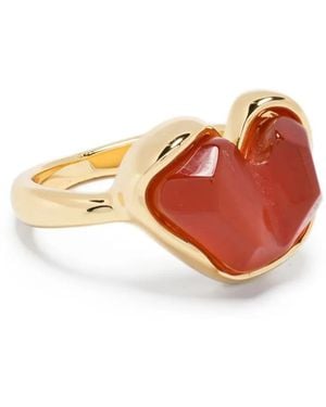 Ryenn's Eyes 14Ct Plated Brass Heart Ring - Metallic