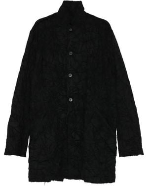 D HYGEN Crinkled-Effect Coat - Black