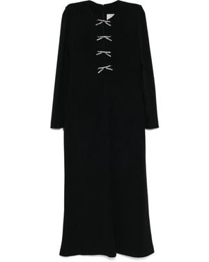 Elie Saab Crystal-Bow Midi Dress - Black