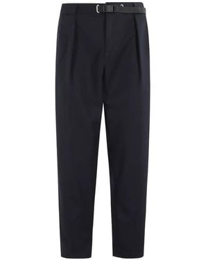 White Sand Belted Pleated Pants - Blue