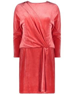 Alberta Ferretti Draped Velvet Mini Dress - Red