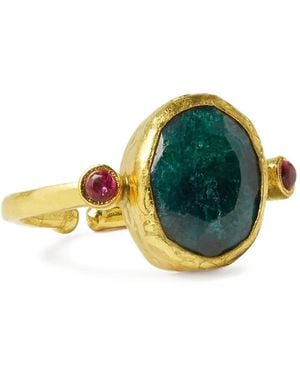 Ottoman Hands Anello Da Cocktail Lucia Con Smeraldo - Verde