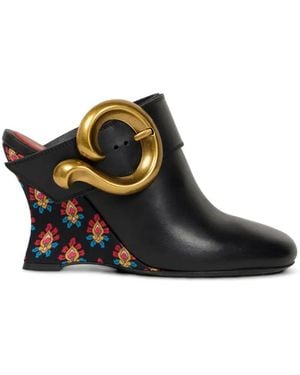 Etro Muiltjes Met Paisley-Gesp En Sleehak - Zwart