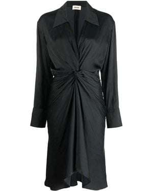 Zadig & Voltaire Rozo Twisted V-Neck Midi Dress - Black