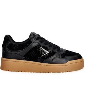 Guess Monogram-Print Paneled Sneakers - Black