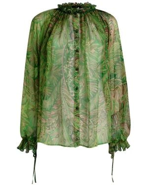 Etro Gerüschtes Hemd Mit Paisleymuster - Grün