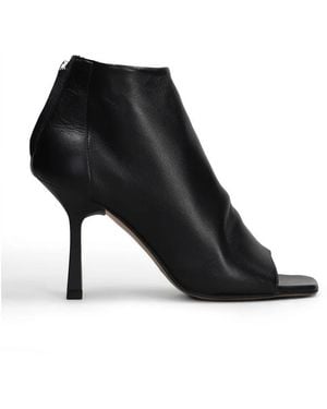GISÉL MOIRÉ Dory Peep-Toe Rear-Zip Ankle Boots - Black