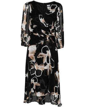DKNY フローラル ドレス - ブラック