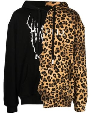 Haculla Panelled Leopard-Print Logo Hoodie - Black