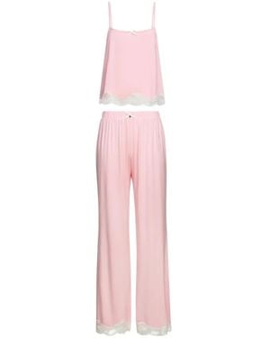 KARL LAGERFELD Lace-Trim Pyjamas Set - Pink