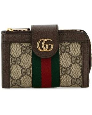 Gucci Ophidia Gg Supreme Fabric Card Holder - Natural