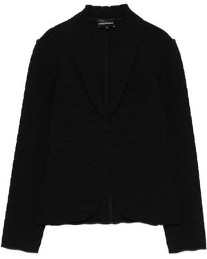 Emporio Armani Button-Up Textured Jacket - Black