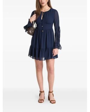 Michael Kors Ruffled-Sleeve Mini Dress - Blue