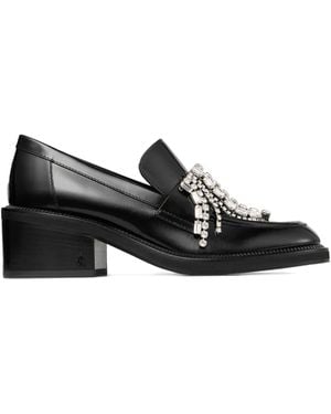 Jimmy Choo 50Mm Tylor Crystal-Embellished Loafer Court Shoes - Black