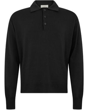 Paolo Pecora Fine-Knit Oversized Polo Jumper - Black