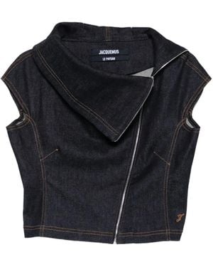 Jacquemus Top Asimmetrico Con Zip - Nero