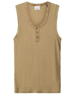 Isabel Marant Denice Ribbed Frayed Tank Top - Natural