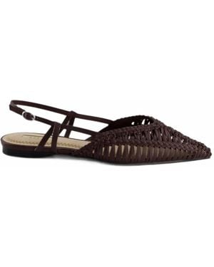 Corina Woven Slingback Flat Court Shoes - White