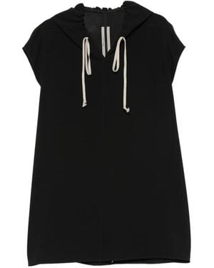 Rick Owens Hooded Drawstring-Fastening Mini Dress - Black