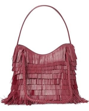VISONA Borsa A Spalla Diletta Con Frange - Rosso
