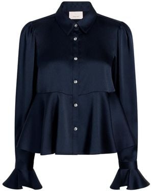 Cinq À Sept Isaure Peplum Satin Shirt - Blue
