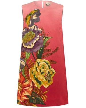 ALÉMAIS Inez Floral-Print Sleeveless Mini Dress - Red