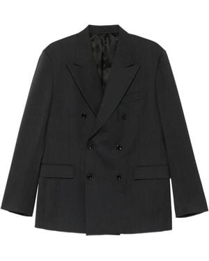 Lardini Double-Breasted Peak-Lapel Suit - Black