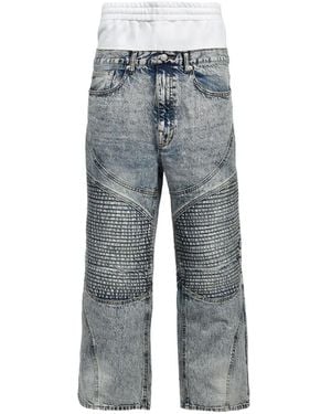 BREATH Acid-Wash Panelled Jeans - Grey