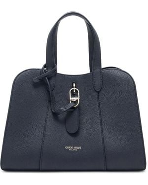 Giorgio Armani Large Leather Tote Bag - Blue