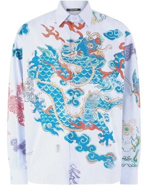 Roberto Cavalli Dragon-Print Shirt - Blue