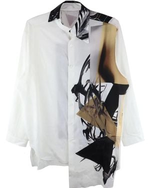 Yohji Yamamoto Abstract-Print Long-Sleeve Shirt - White