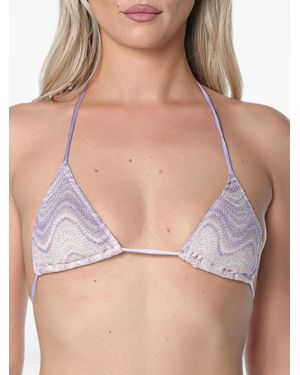 MC2 Saint Barth Leah Raschel Wave-Pattern Bikini Top - Brown