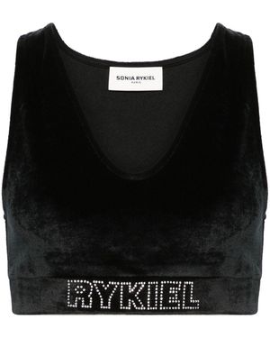 Sonia Rykiel V-Neck Velvet Bralette - Black