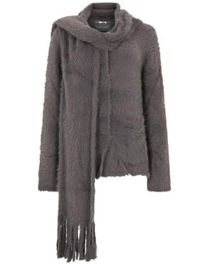 Alberta Ferretti Scarf-Detail Cardigan - Grey