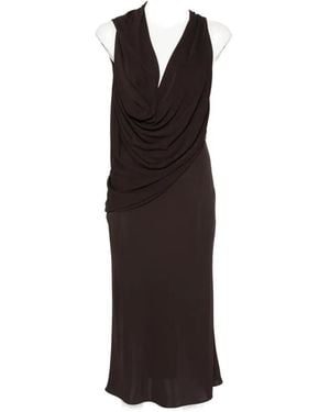 Tom Ford Draped Plunging-Neck Midi Dress - White