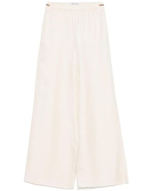 Max Mara Linen-Blend Wide-Leg Pants - White
