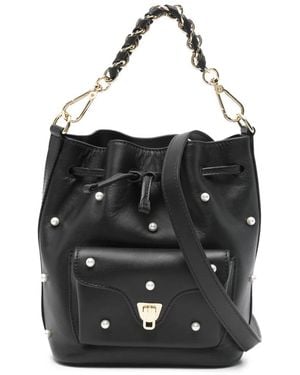 Coccinelle Pearls Chain Bucket Bag - Black
