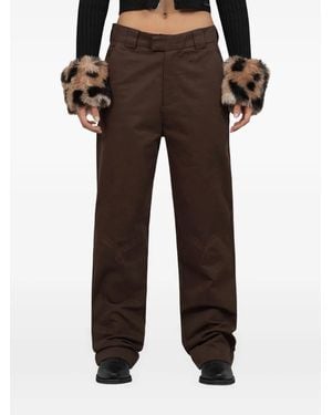 House Of Sunny Embroidered-Logo Cotton Trousers - Brown