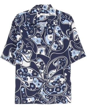Sandro Overhemd Met Bloemen-Patroon En Korte Mouwen - Blauw