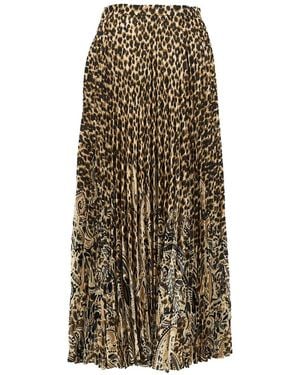 Etro Pleated Leopard-Print Maxi Skirt - Natural