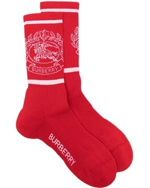Burberry Calzini Con Logo - Rosso