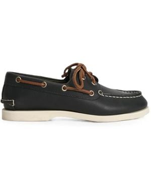 Timberland Contrast-Stitch Lace-Up Boat Shoes - Black