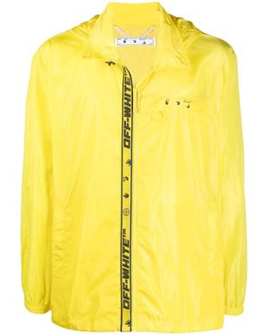 Off-White c/o Virgil Abloh Logo Print Zip Up Windbreaker - Yellow