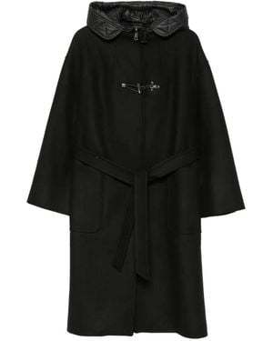 Fay Belted Toggle-Fastening Coat - Black