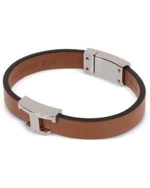 Tod's Bracelet À Plaque T Timeless En Cuir - Brown