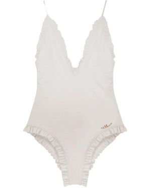 Chloé Badpak Met Ruches En Borduurwerk - Wit