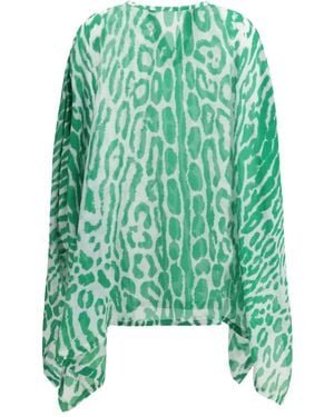 Tom Ford Leopard Print Silk Top - Green