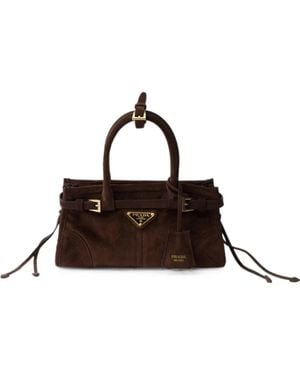Prada Bonnie Suede Mini Handbag - Brown